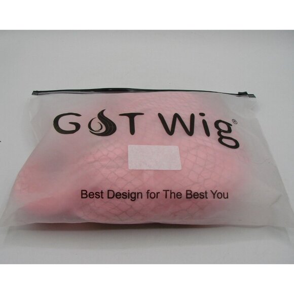 G&T Pink Wig Sweeping Bangs Natural Wave Curly Full Wig 12" Lace Mesh Cap Cospla - Picture 12 of 13
